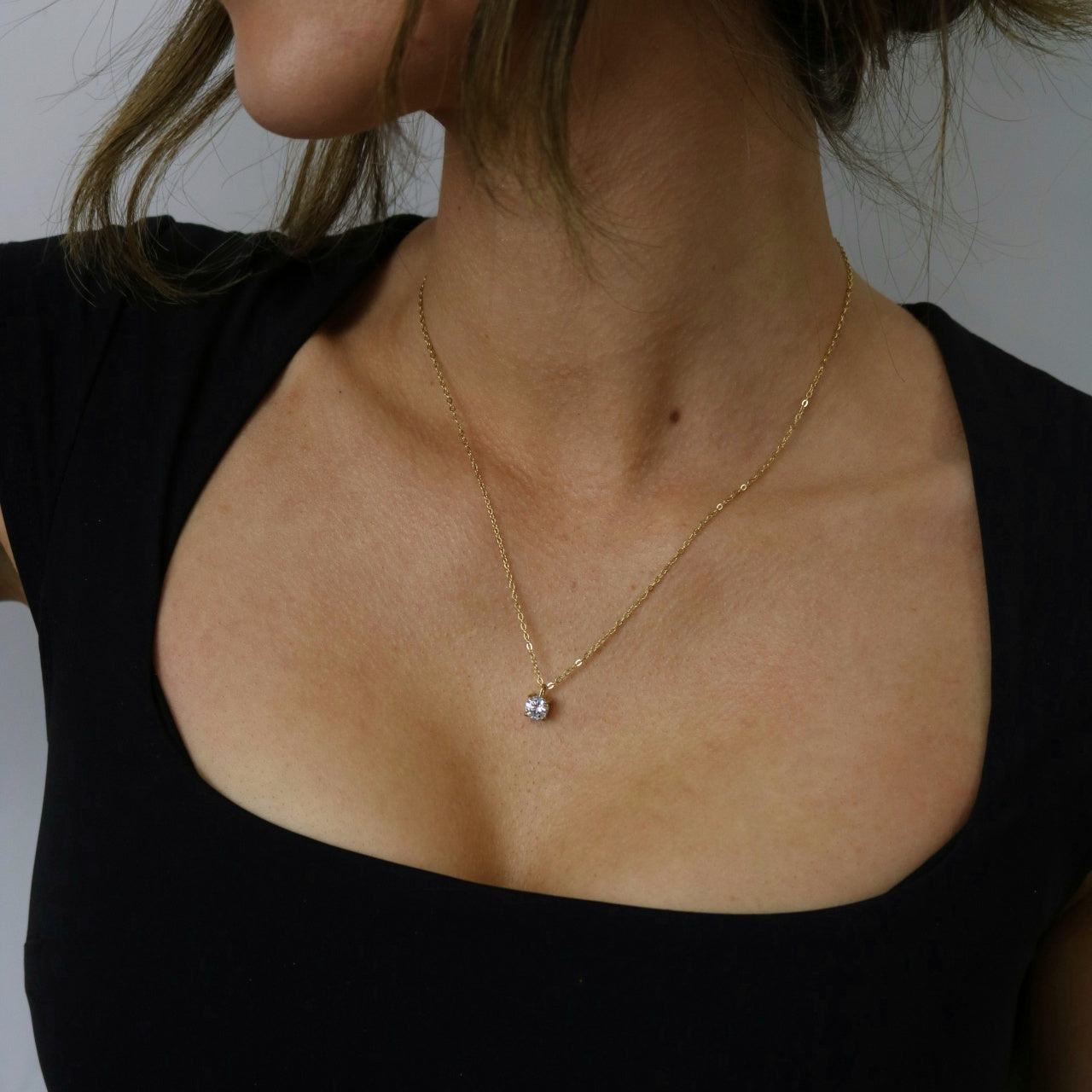 Odette Sparkling Solitaire Necklace - Cerise Jewelry