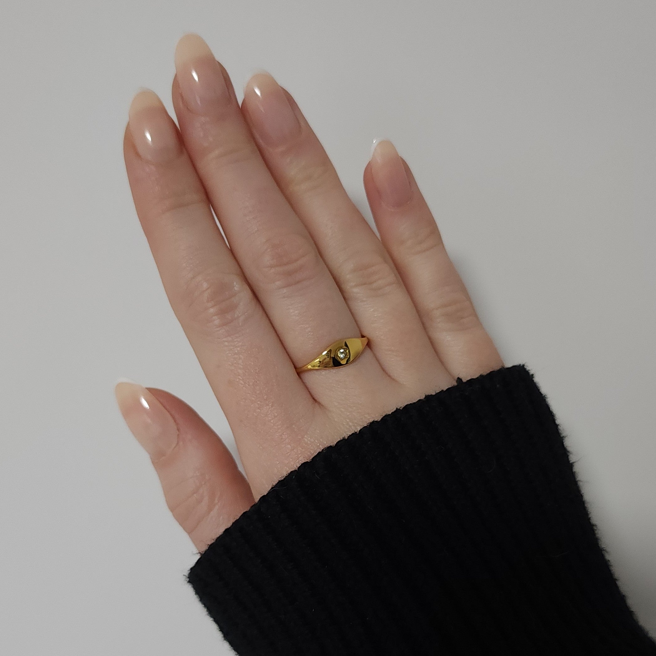 Francette Sparkling Slim Signet Ring - Cerise Jewelry