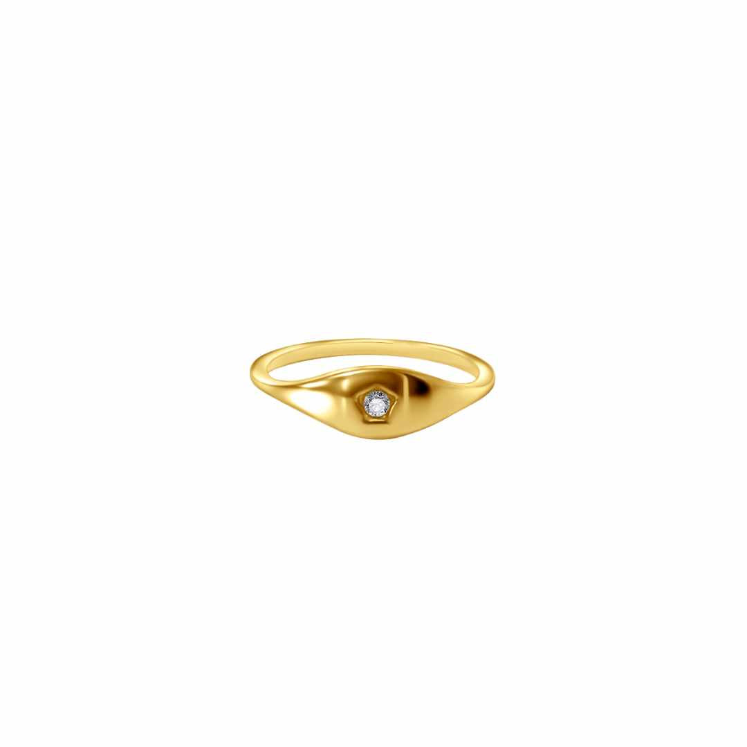 Francette Sparkling Slim Signet Ring - Cerise Jewelry