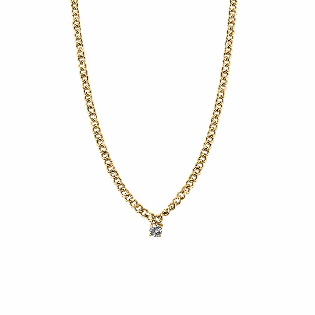 Dominique 4mm CZ Curb Chain Necklace - Cerise Jewelry