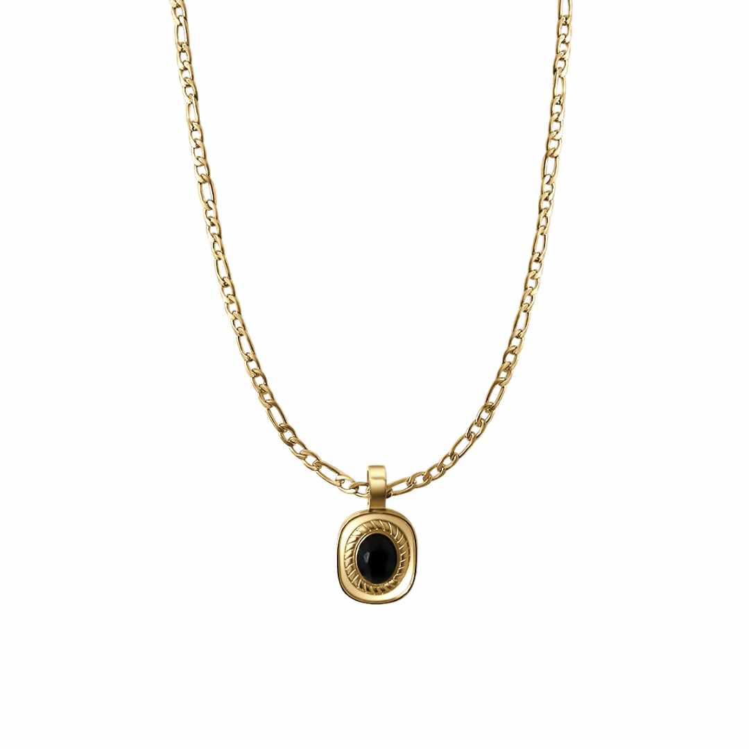 Narcisse Black Oval Pendant Necklace - Cerise Jewelry