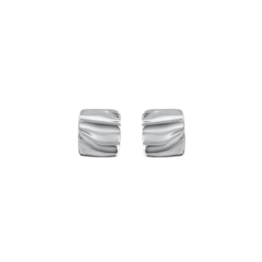Rochelle Dainty Square Stud Earrings in silver on a white background