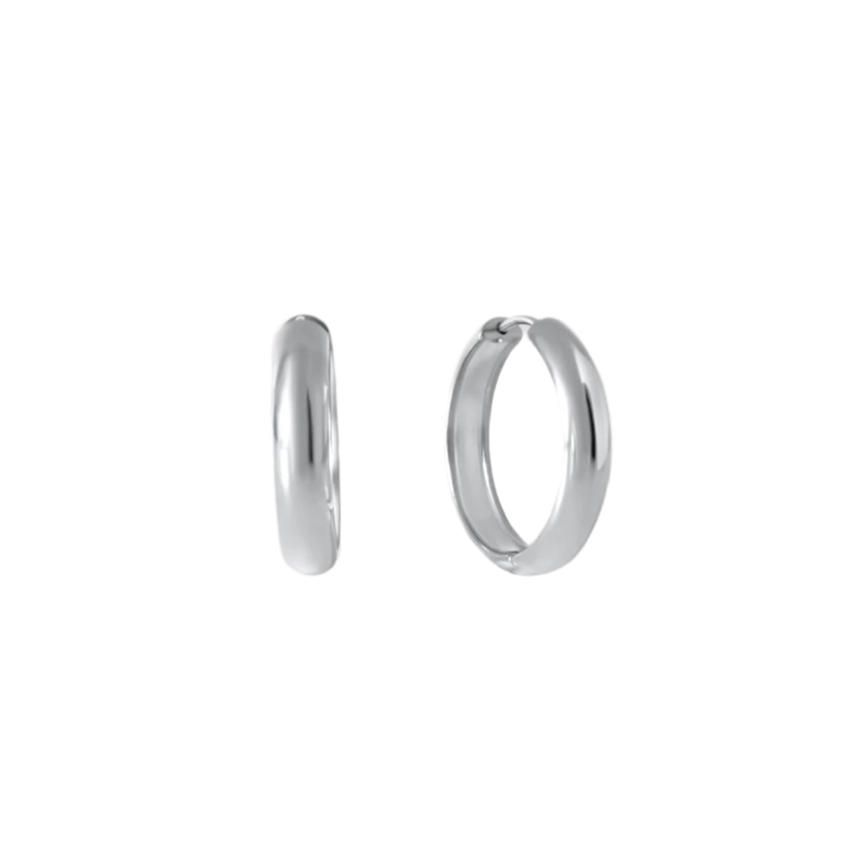Sylvie Classic Hoop Earrings in silver on a white background