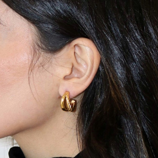 Celine Double Twist Hoop Earrings
