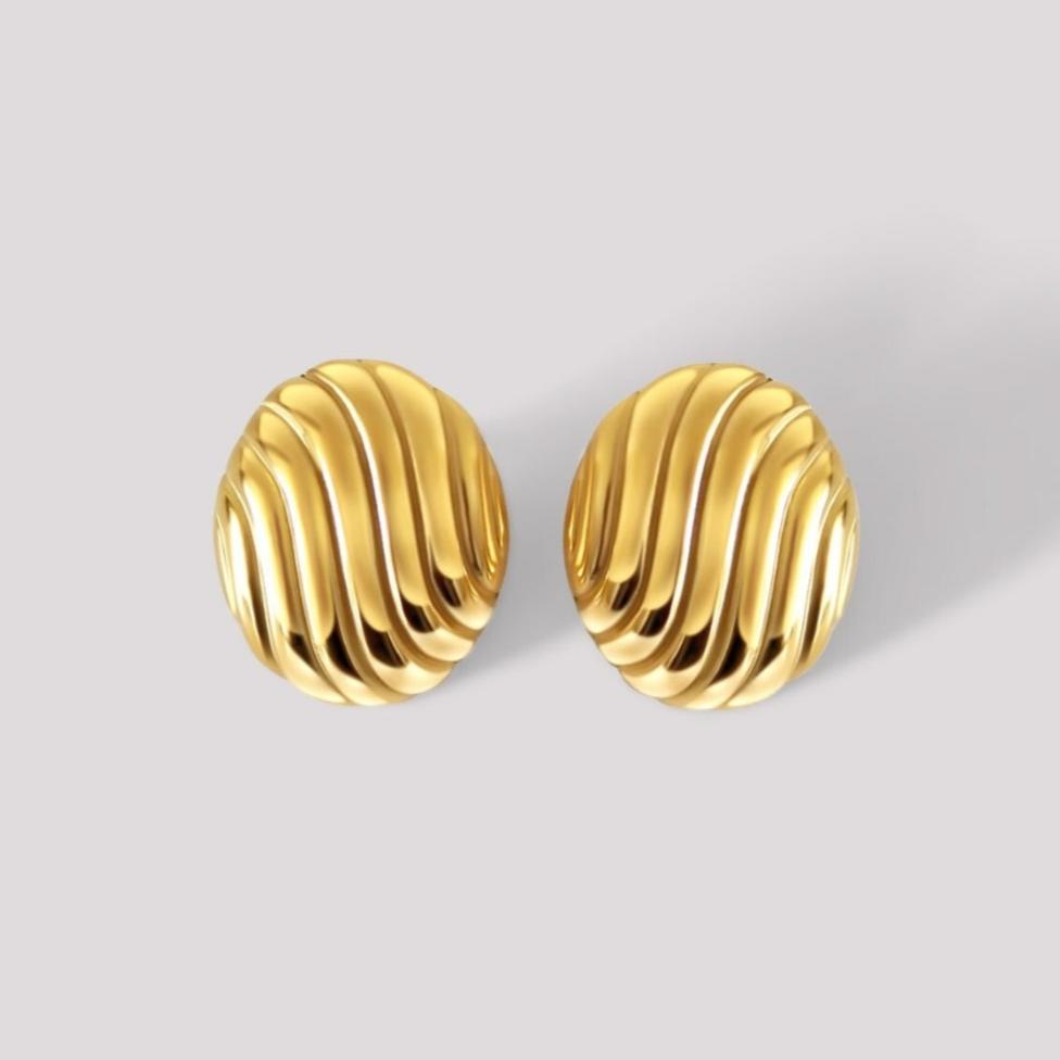 Brigitte Oval Statement Earrings Gold