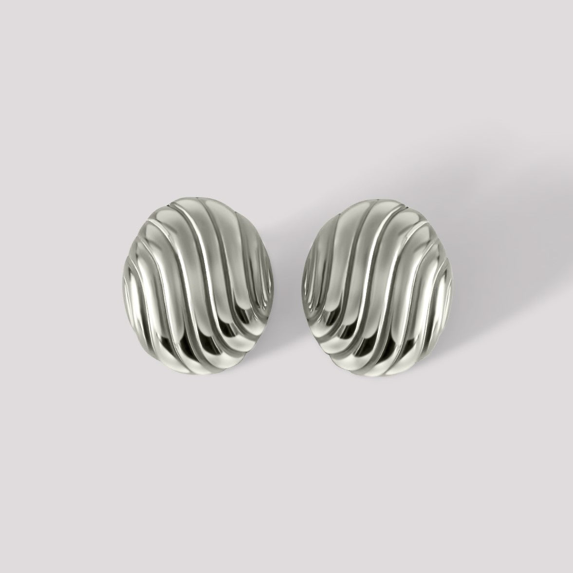 Brigitte Oval Statement Earrings Silver