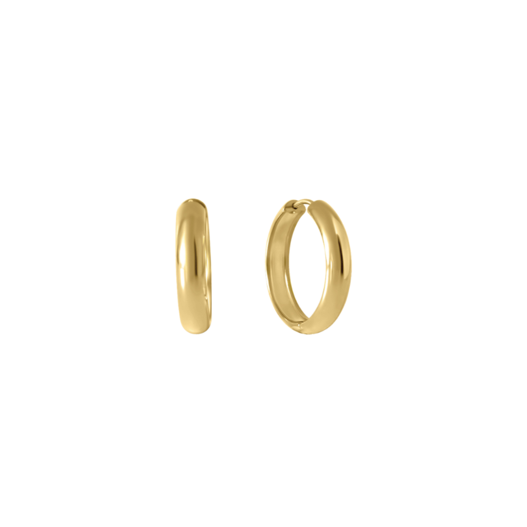 Sylvie Classic Hoop Earrings in gold on a white background