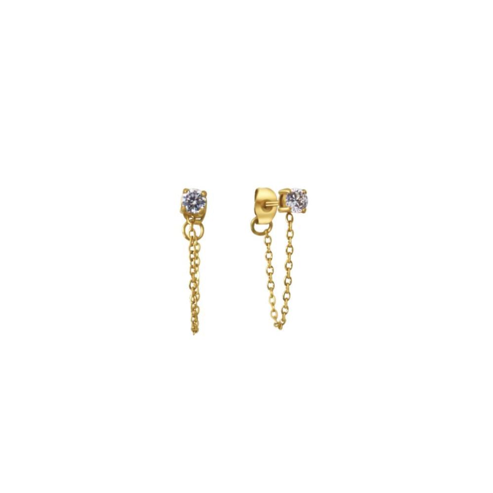 Cerise Jewelry Ange CZ Stud Earrings with chain