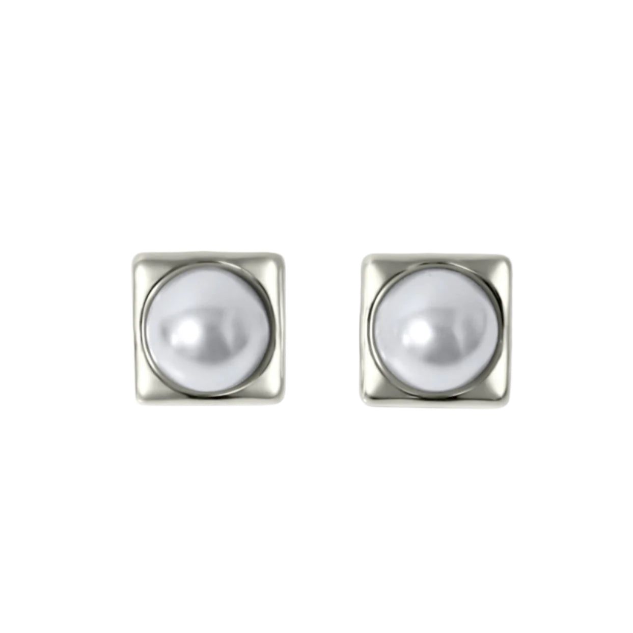 Cerise Jewelry Celeste Square Pearl Statement Earrings Silver