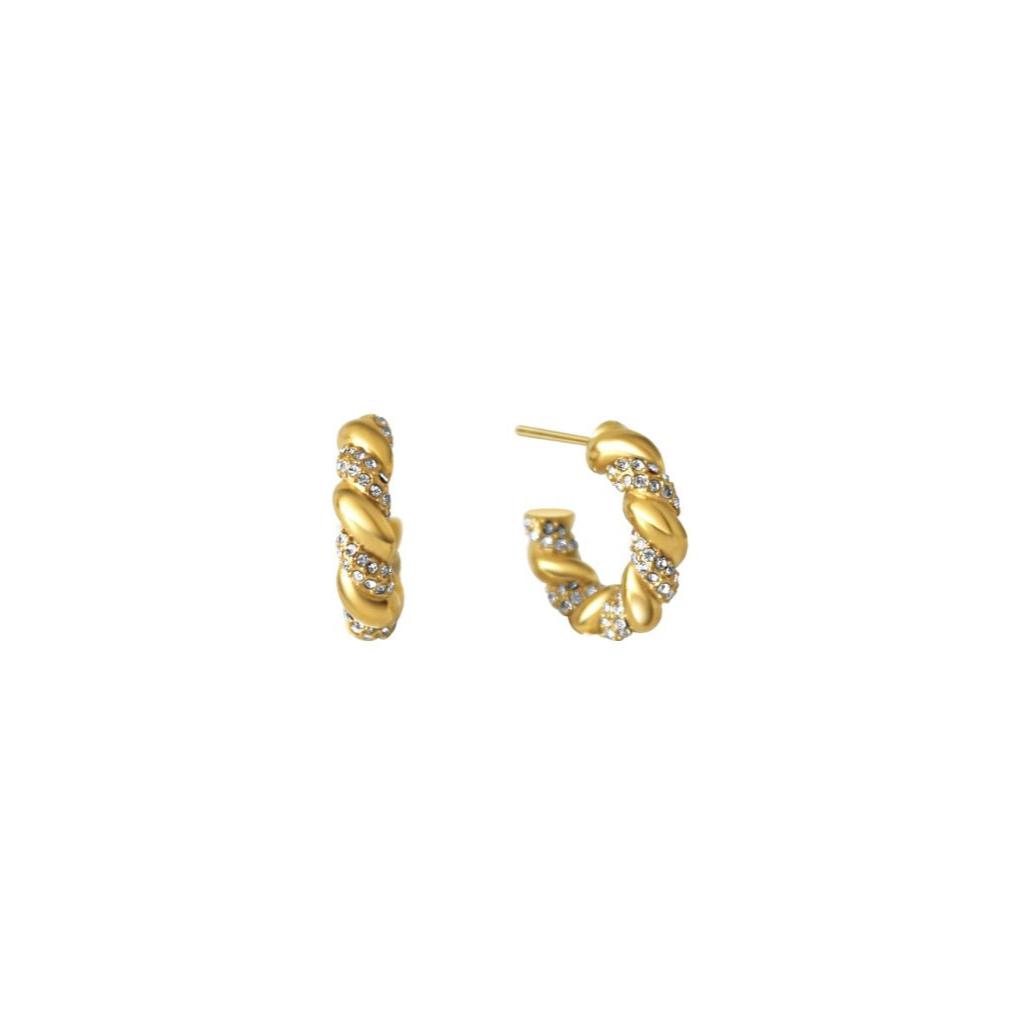 Cerise Jewelry Delphine Pavé Twist Hoop Earrings