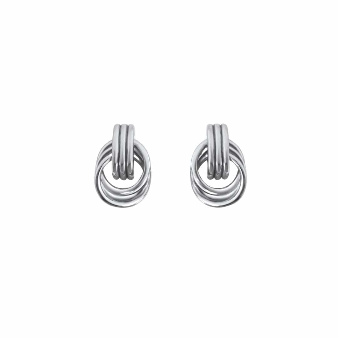 Cerise Jewelry Gia Mini Knot Stud Earrings Silver