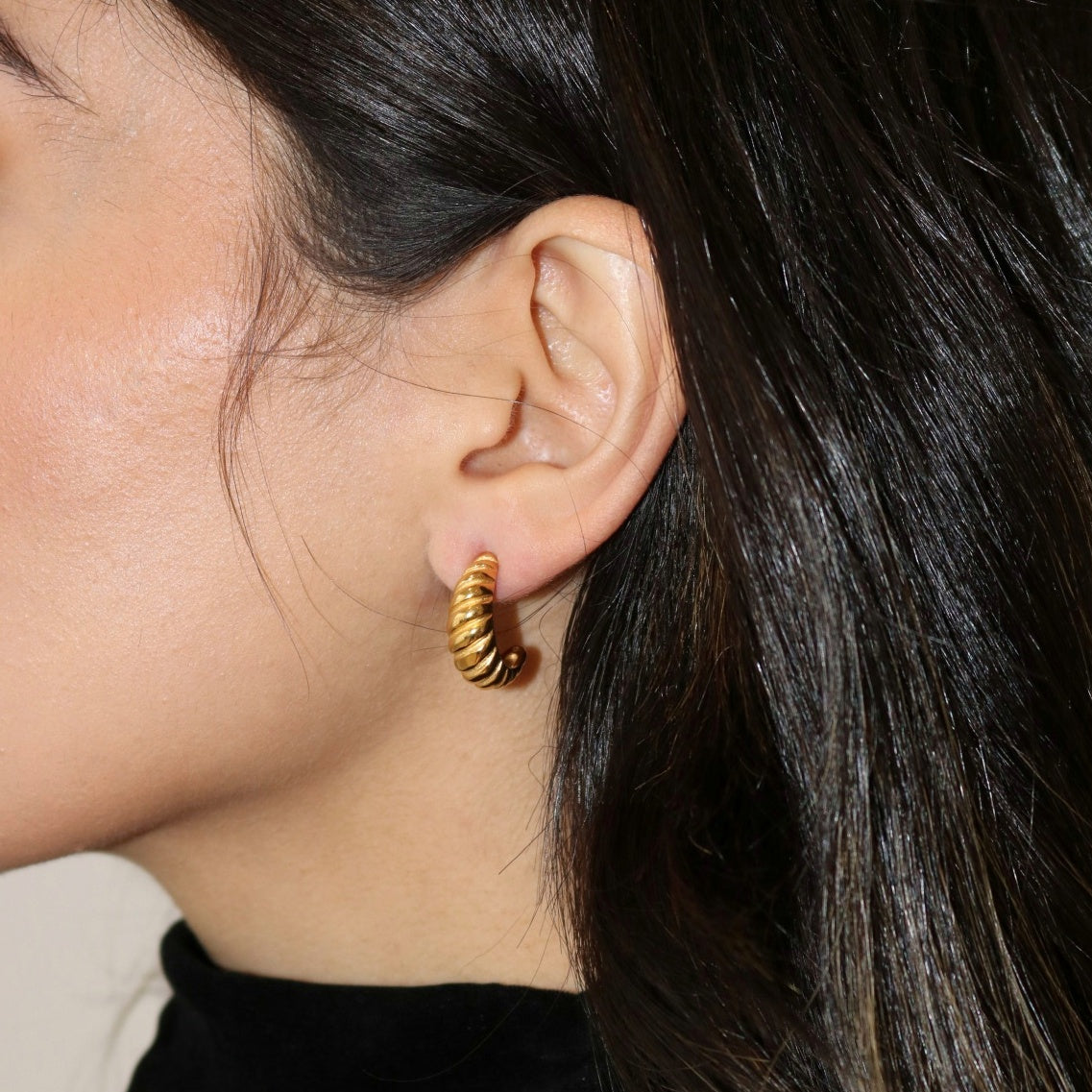 Jolie Croissant Stud Earrings - Cerise Jewelry