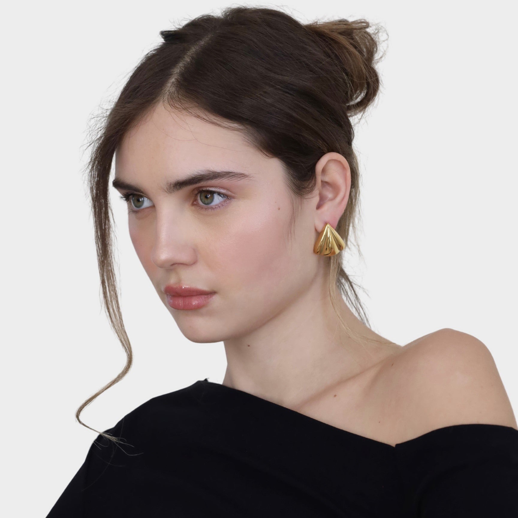 Cerise Jewelry Petal Oversized Statement Earrings Gold