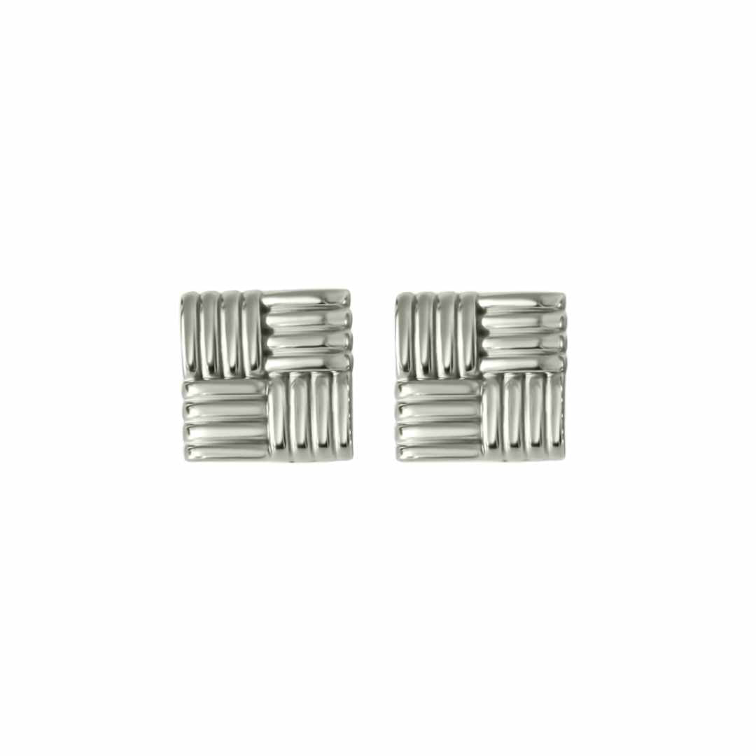 Cerise Jewelry Xavier Square Statement Earrings Silver