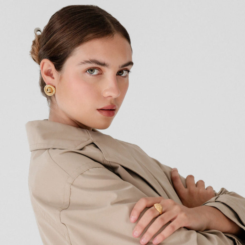 Sophia Round Statement Stud Earrings