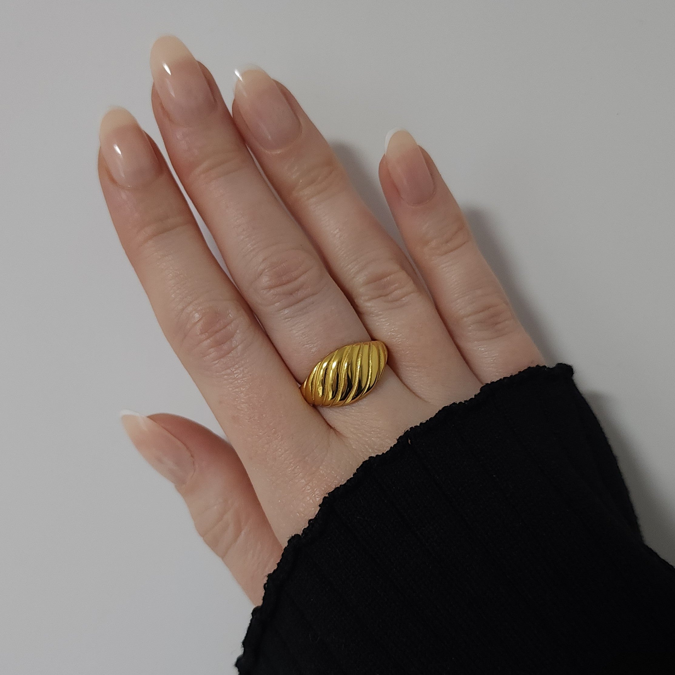 Josette Bold Croissant Ring-Gold