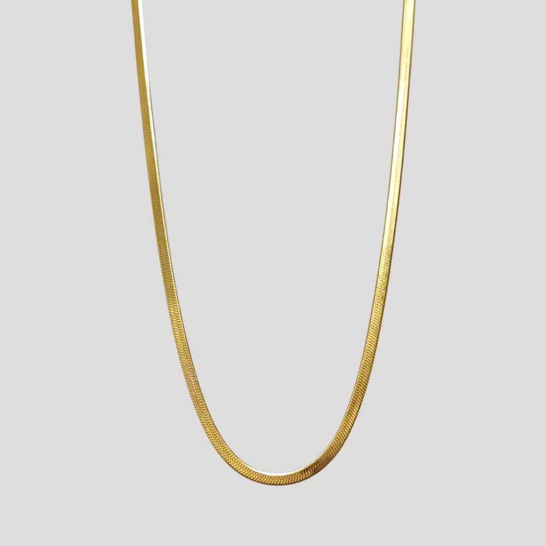 Maya 2mm Herringbone Necklace Gold