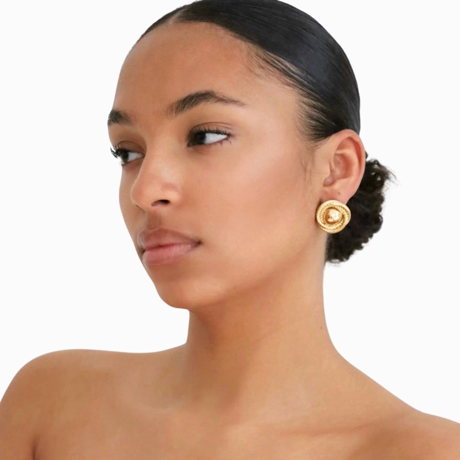 Sophia Round Statement Earrings Gold