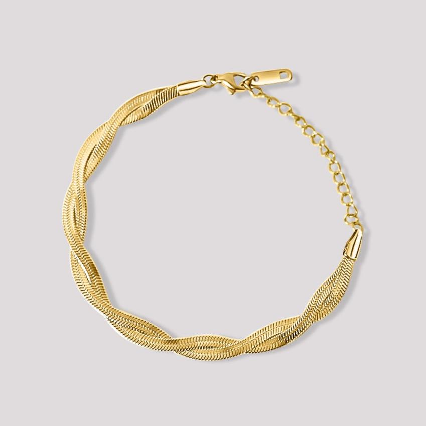 Wave Herringbone Twist Bracelet Gold